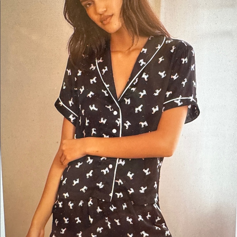 Anthropologie Dog Print Pajama Top